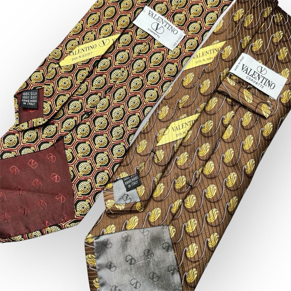 Lot 2 Valentino Cravatte Silk Ties Handmade Italy Designer Luxury Neckwear